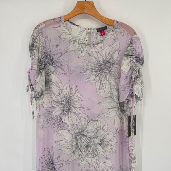 Vince Camuto Floral Print Lilac tunic cover up semi sheer size medium new $99 - Picture 2 of 11